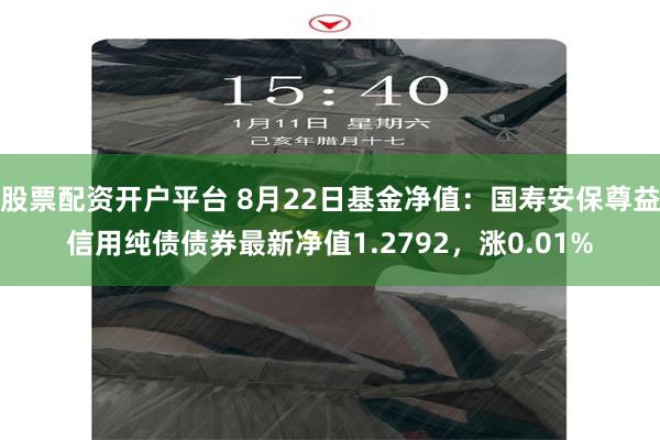 股票配资开户平台 8月22日基金净值：国寿安保尊益信用纯债债券最新净值1.2792，涨0.01%