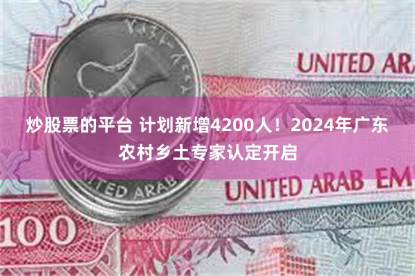 炒股票的平台 计划新增4200人！2024年广东农村乡土专家认定开启